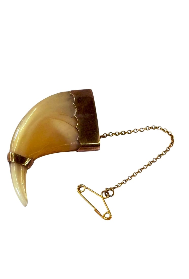 9k Gold Quartz Claw Brooch: 9k Gold Quartz Claw Brooch.