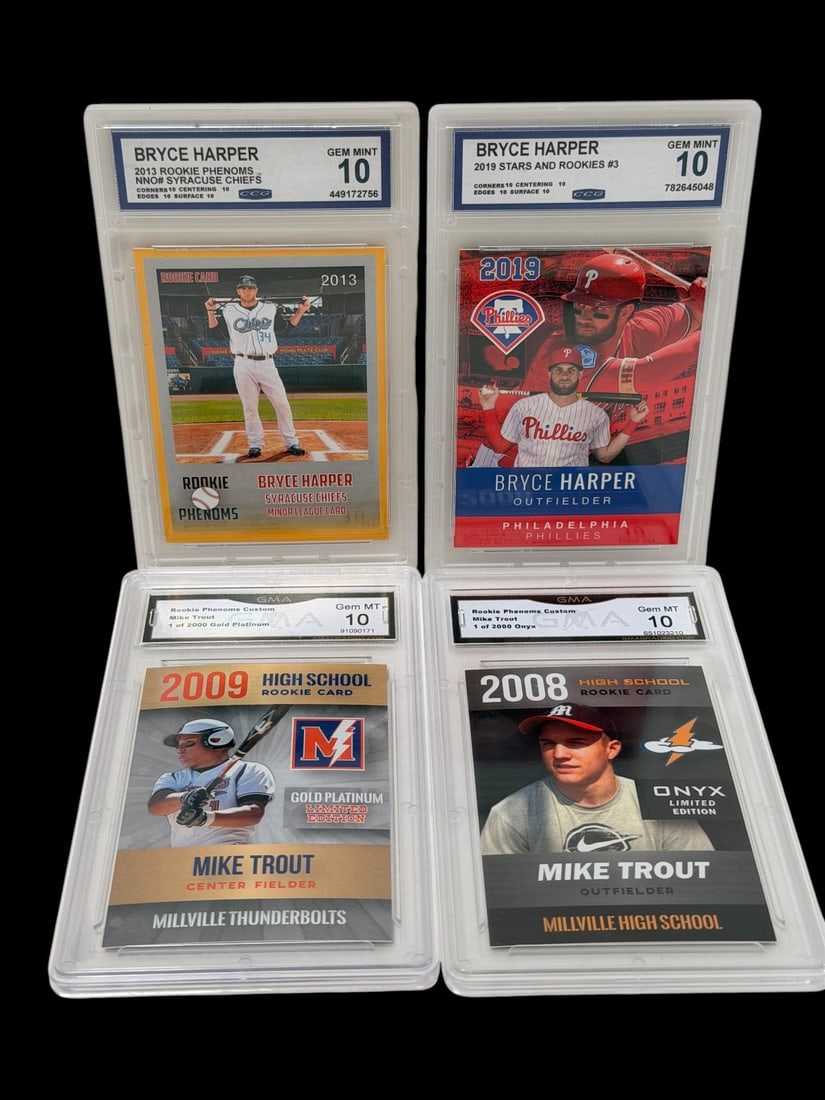 (4) Graded Baseball Cards; Bryce Harper, Mike Trout (1 of 5)