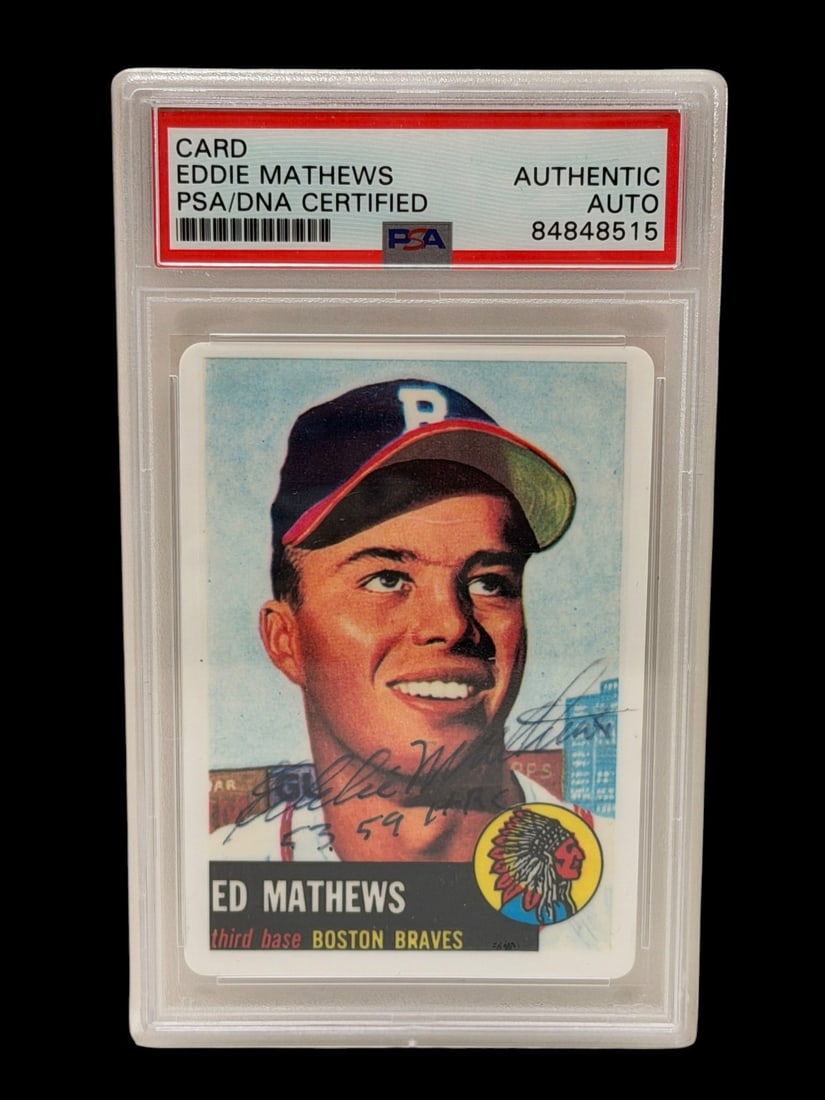 PSA Graded Eddie Mathews Topps Authentic Autograph #8/512 (1 of 2)