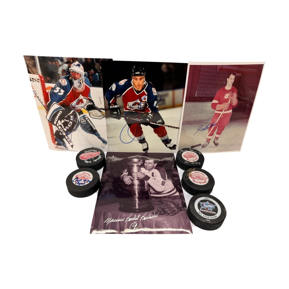 Group of Signed Hockey Color Photos and Hockey Pucks Including (2) Gordie Howe: Group of Signed Hockey Color Photos and Hockey Pucks Including (2) Gordie Howe