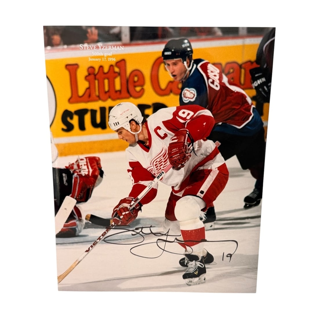 Steve Yzerman Signed 11 x 14" Color Photo 500th Goal: Steve Yzerman Signed 11 x 14" Color Photo 500th Goal