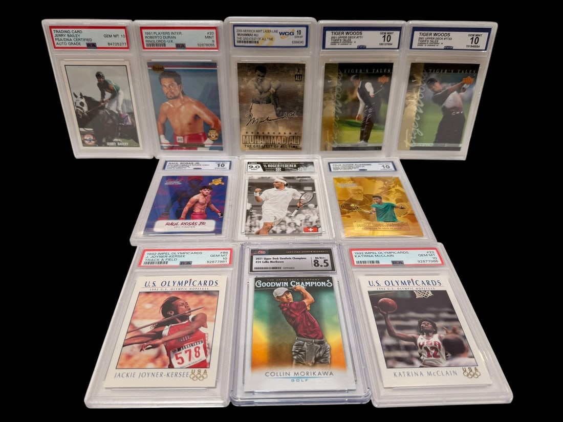(11) Graded Multi-Sport Cards; Olympics, Tiger Woods, Boxing, Tennis (1 of 5)