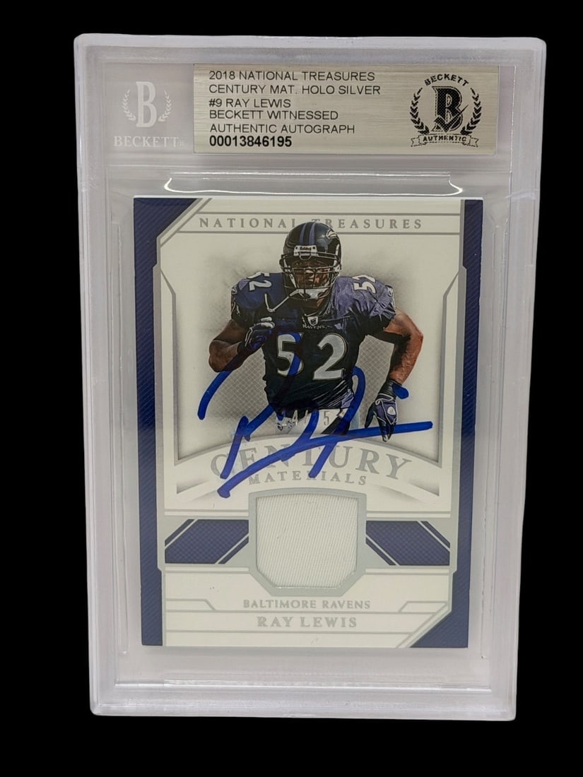 Beckett Ray Lewis 2008 National Treasures Century Mat Holo Silver Authentic Autograph: Beckett Ray Lewis 2008 National Treasures Century Mat Holo Silver Authentic Autograph: Beckett witnessed.