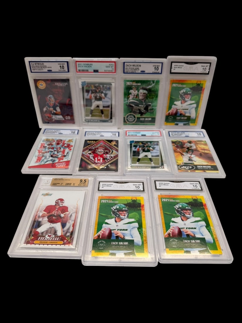 (11) Graded Football Cards; Zach Wilson, CJ Stroud, Brodie Croyle, Brock Purdy (1 of 6)