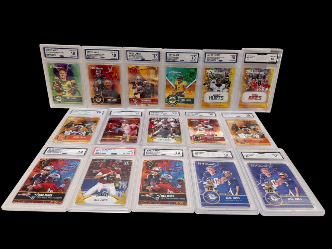 (16) Graded Football Cards; Jalen Hurts, Trey Lance, Mac Jones, Justin Fields (1 of 6)