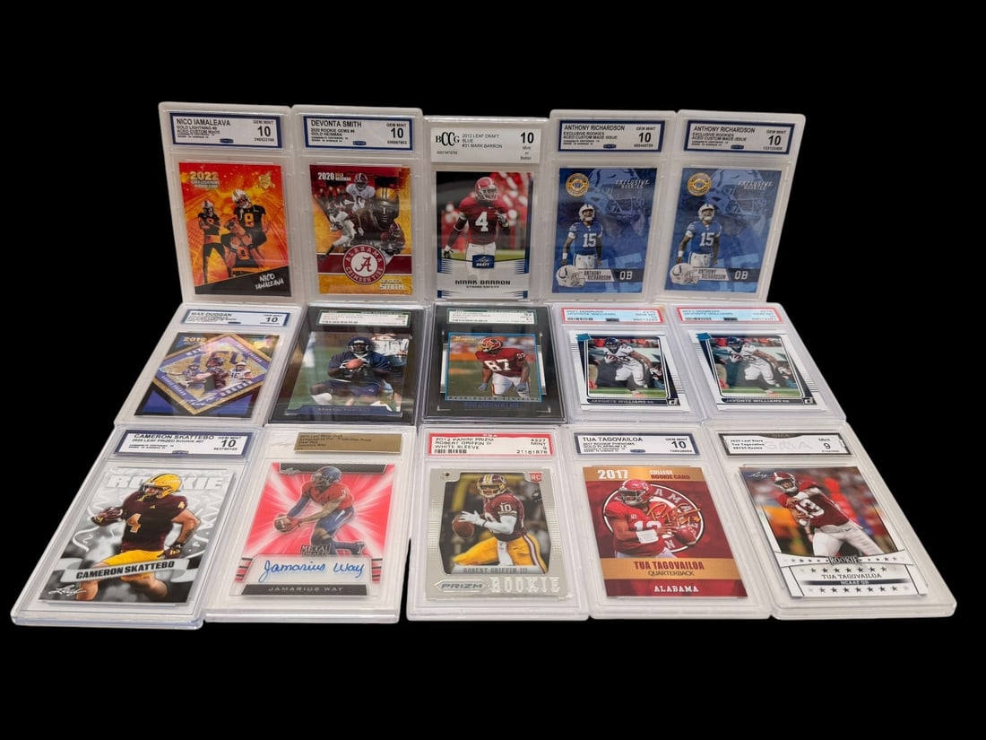 (15) Graded Football Cards; Marty Booker, Robert Griffin III, Devonta Smith, Others (1 of 6)