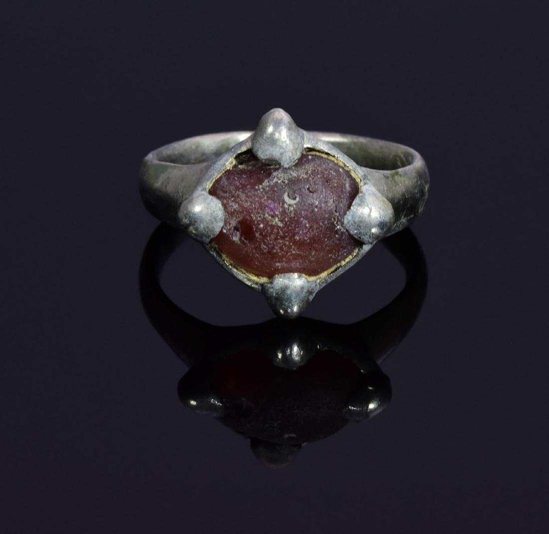 VIKING SILVER RING WITH PURPLE GEM (1 of 2)
