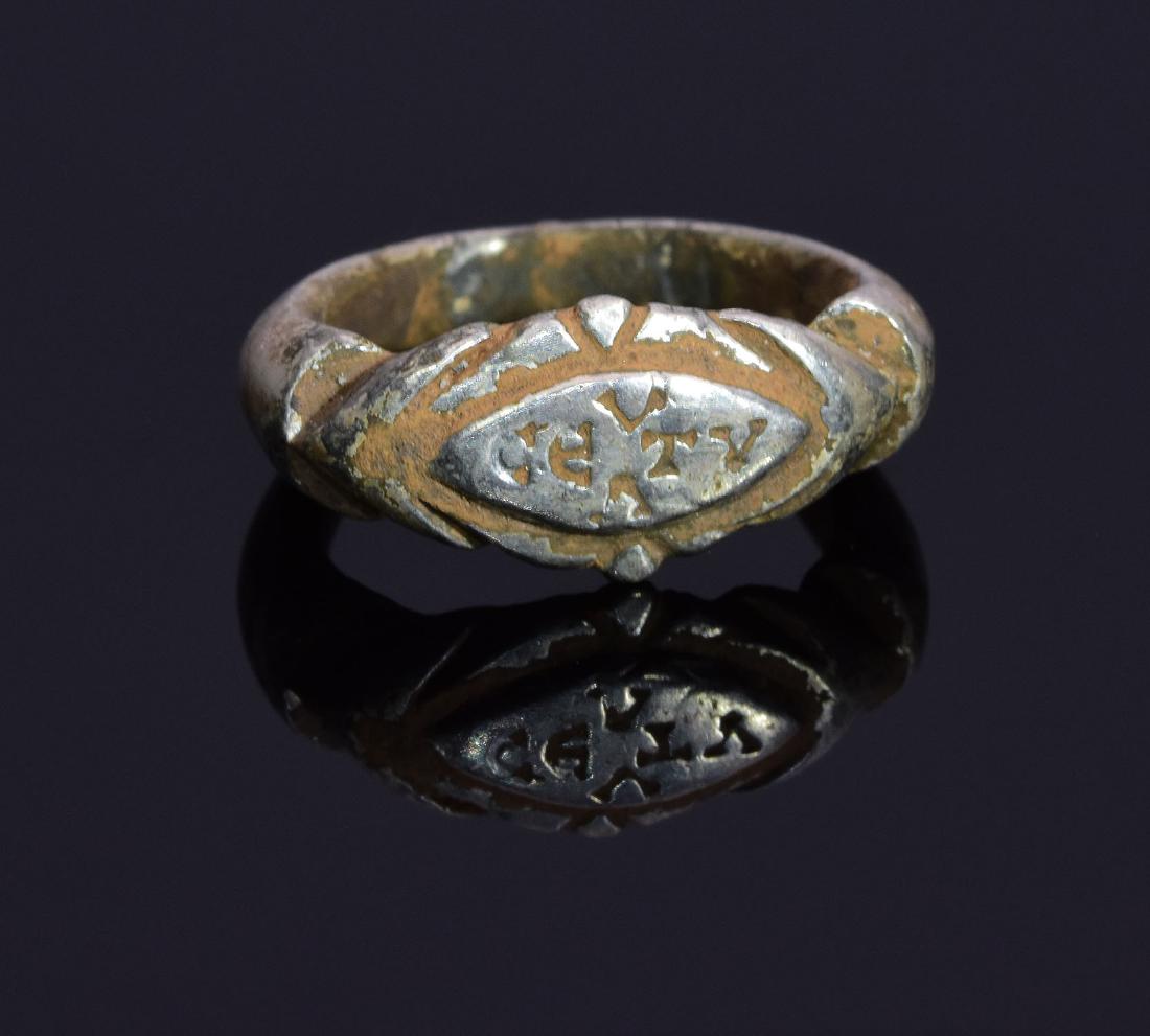 ROMAN SILVER RING WITH ANCIENT GREEK SCRIPT (1 of 2)