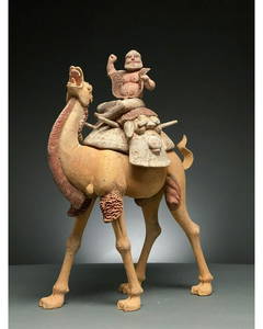 CHINA, TANG DYNASTY POTTERY BACTRIAN CAMEL AND RIDER -