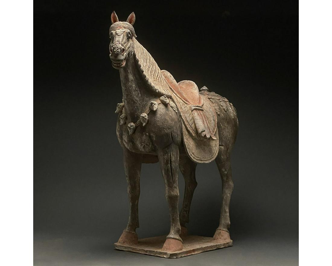 China, Huge Tang Dynasty Pottery Horse Tl Tested