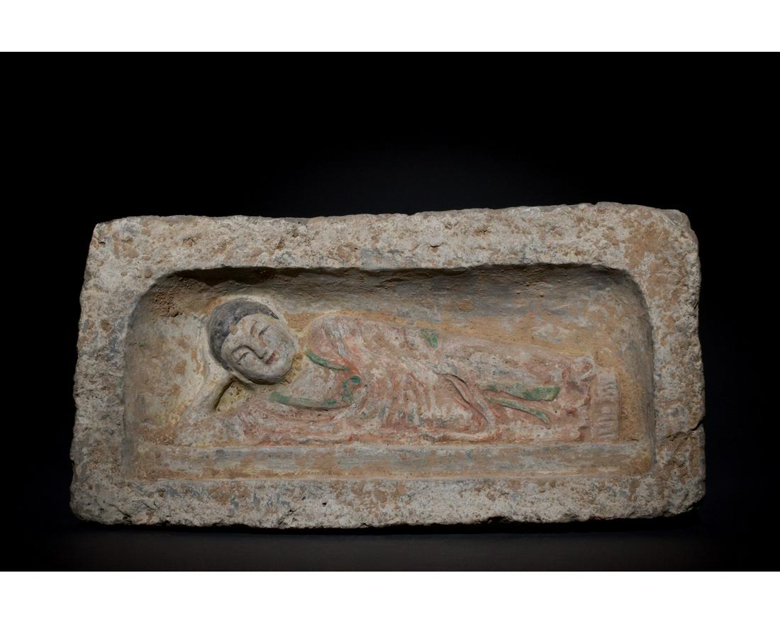 CHINESE NORTHER WEI PAINTED TERRACOTTA BRICK (1 of 7)
