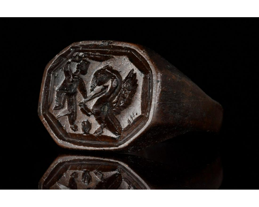 MEDIEVAL SEAL RING WITH SIGURD AND FAFNIR (1 of 4)