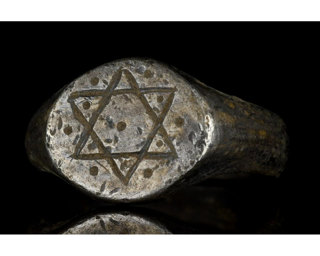 MEDIEVAL SILVER RING WITH STAR OF DAVID (1 of 5)
