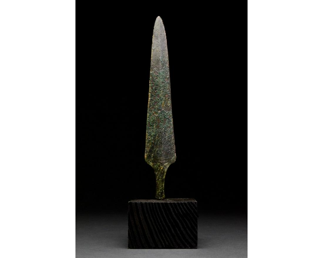 ANCIENT BRONZE SPEAR ON STAND (1 of 6)