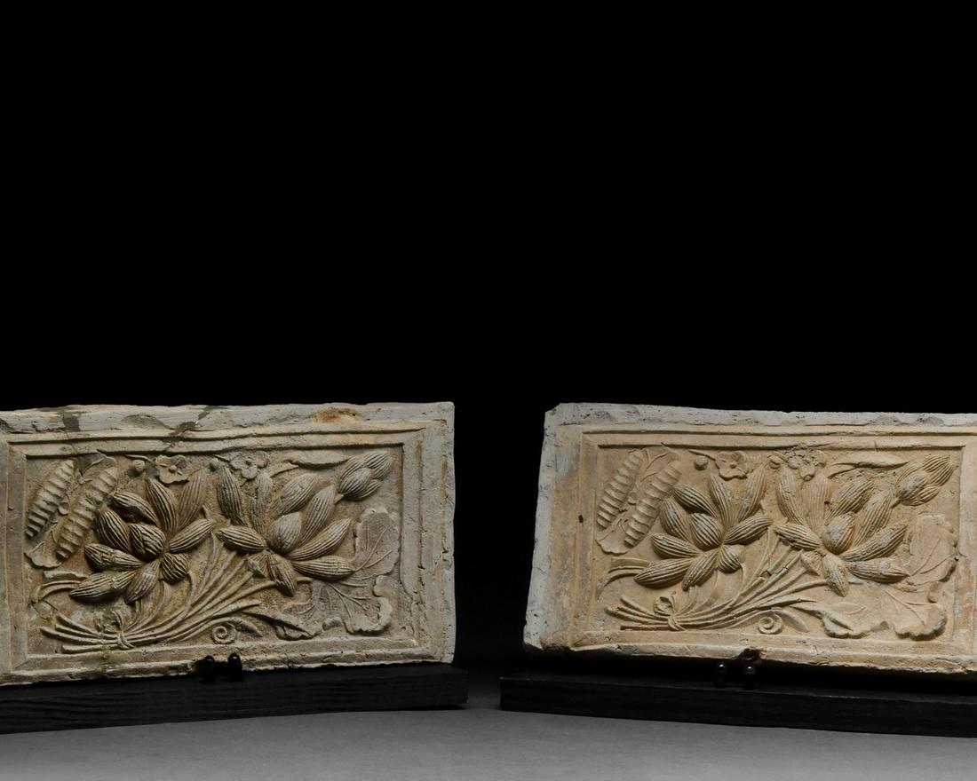 PAIR OF CHINESE SONG DYNASTY TERRACOTTA BRICKS (1 of 4)