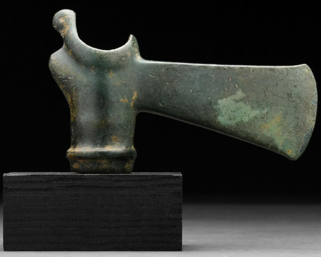 BRONZE SOCKETED AXE HEAD ON STAND (1 of 3)