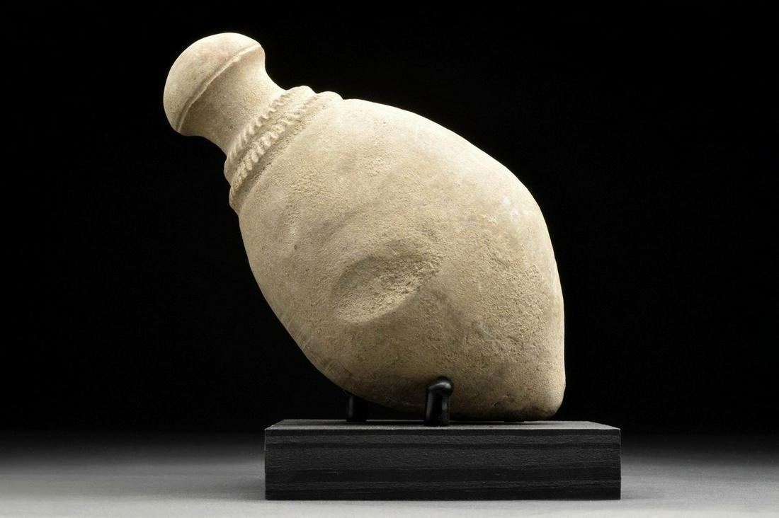 ANCIENT BYZANTINE CLAY "GREEK FIRE" GRENADE - TL TESTED: Circa 800-1000 ADA late Roman, early Byzantine glazed ceramic grenade, also referred to as" Greek Fire". This hollow ceramic vessel is globular in shape, a piriform body, with a short neck and a domed