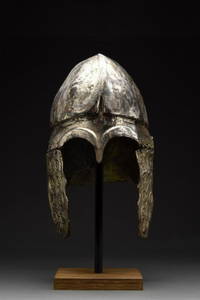 GREEK TINNED CHALCIDIAN HELMET WITH HIGH RELIEF