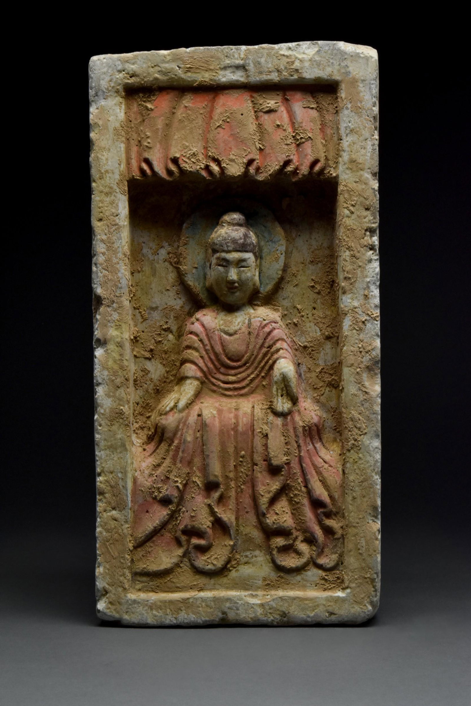 CHINESE TERRACOTTA NORTHERN WEI BUDDHIST TILE - TL TESTED (1 of 7)