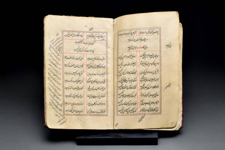 OTTOMAN LINGUISTIC MANUSCRIPT: Ottoman Empire, Ca. 18th-19th century AD A fascinating manuscript appearing to be a linguistic text. Folios contain a diagram of the mouth and guidance on the proper pronunciation of names. The 8th