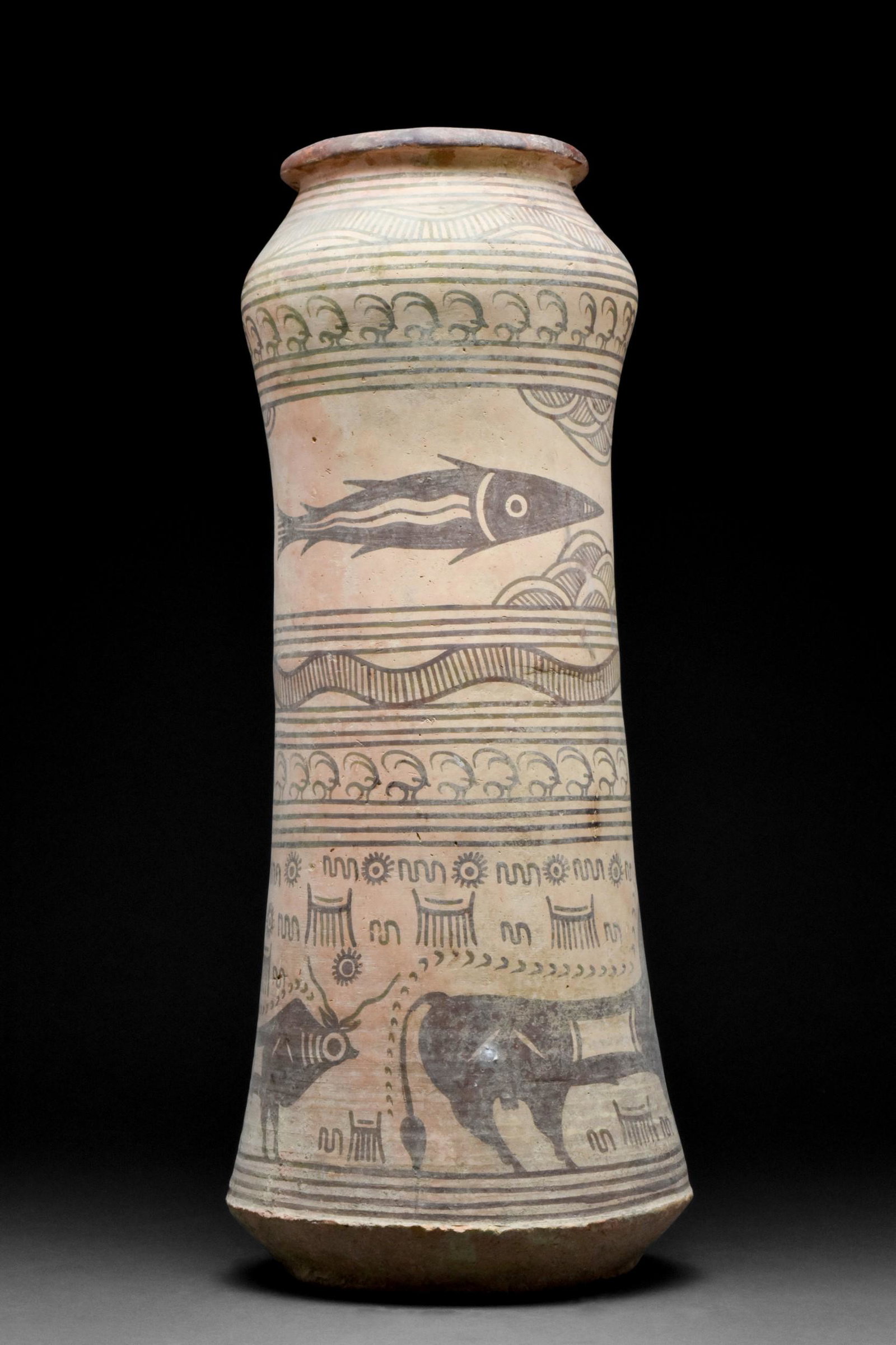 INDUS VALLEY TERRACOTTA TALL VESSEL WITH ANIMALS - TL TESTED (1 of 7)