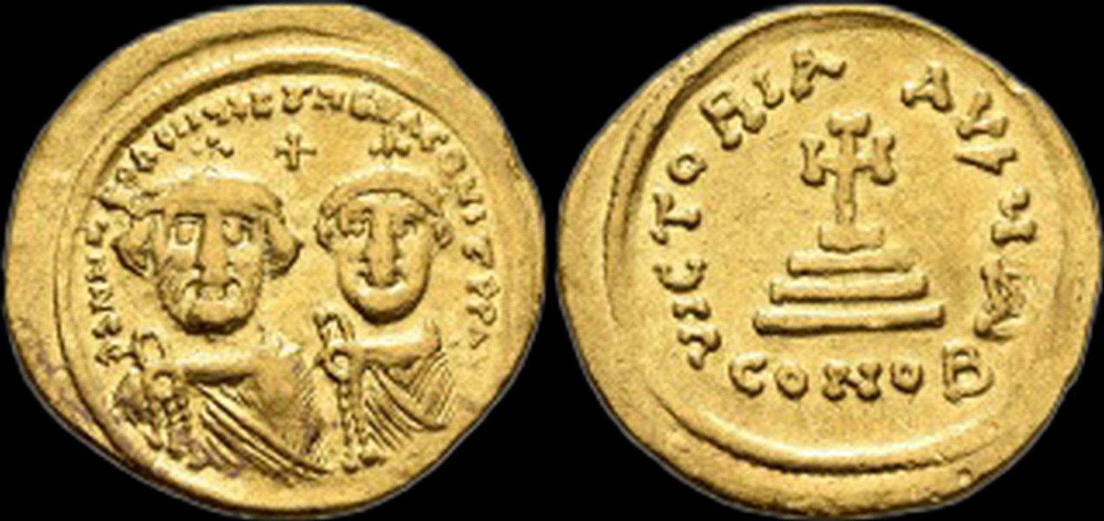 HERACLIUS AND HERACLIUS CONSTANTINE AV. SOLIDUS (1 of 1)