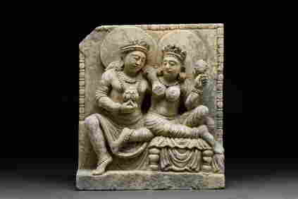 GANDHARAN MARBLE RELIEF PANEL PANCHIKA AND HARITI (1 of 7)