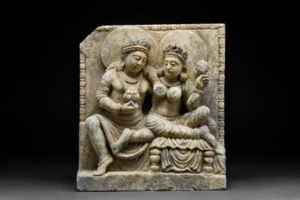 GANDHARAN MARBLE RELIEF PANEL PANCHIKA AND HARITI (1 of 7)