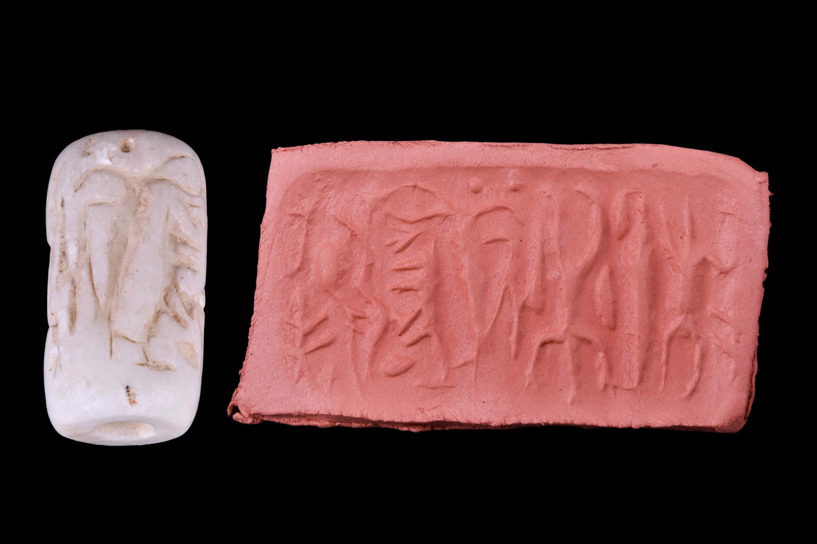 NORTH-WEST IRAN WHITE MARBLE CYLINDER SEAL- ORIGINAL LAMBERT REPORT (1 of 2)