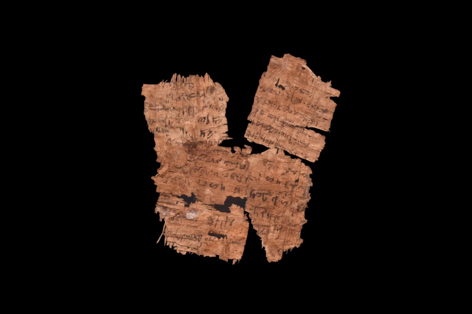 EGYPTIAN PAPYRUS FRAGMENTS WITH DEMOTIC TEXT (1 of 3)