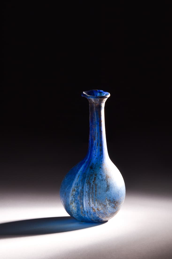 RARE ROMAN COBALT BLUE GLASS UNGUENTARIUM (1 of 7)