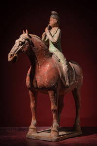 CHINESE TANG DYNASTY TERRACOTTA RIDER ON HORSE - TL TESTED