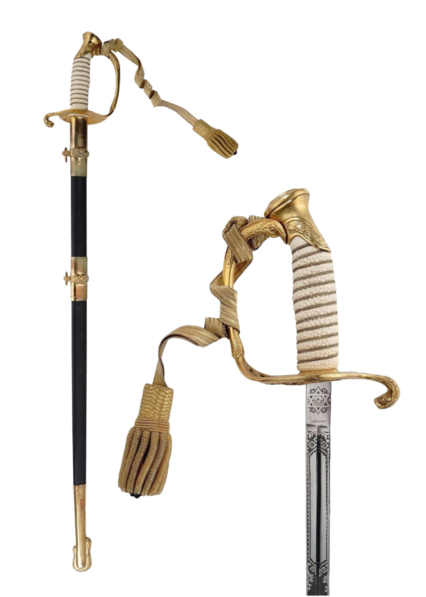 A U.S. WORLD WAR II NAVAL OFFICERS DRESS SWORD (1 of 9)