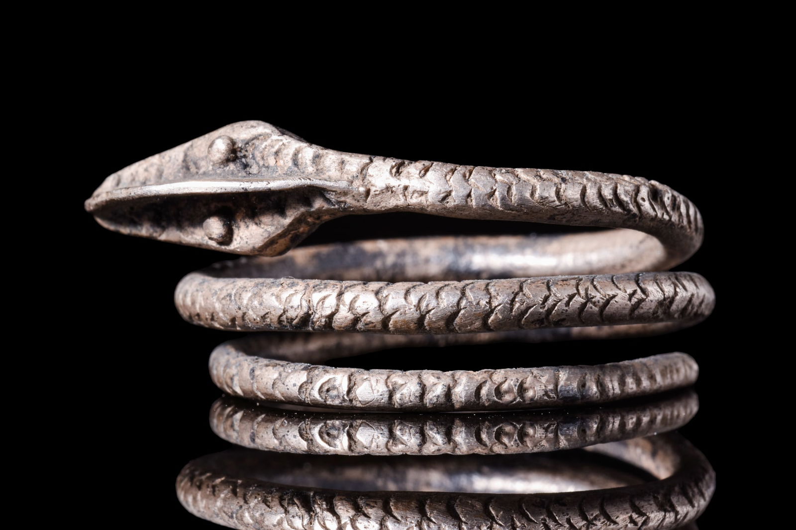 ROMANO-EGYPTIAN SILVER SNAKE RING (1 of 5)