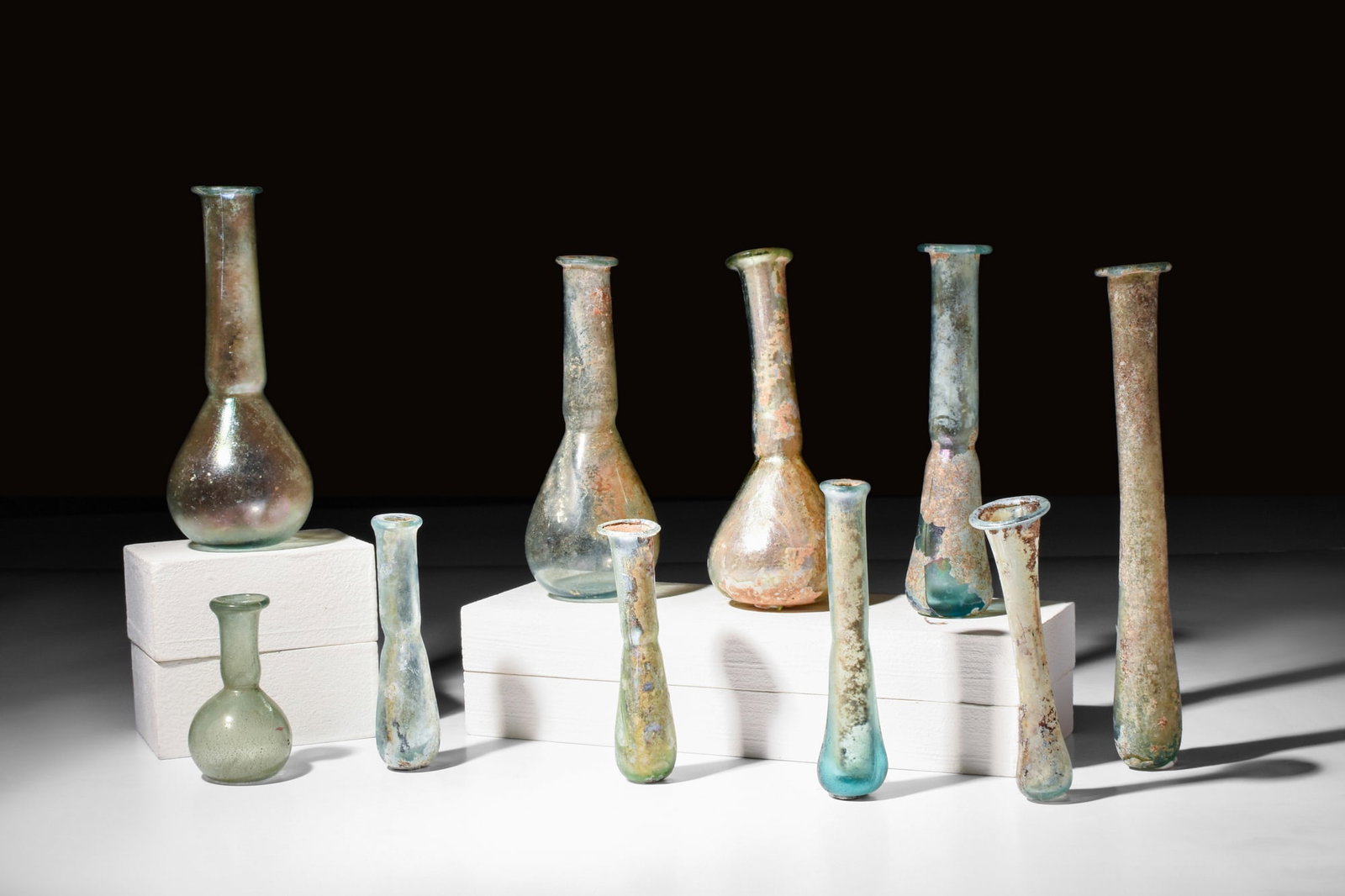COLLECTION OF 10 ROMAN GLASS BOTTLES (1 of 1)