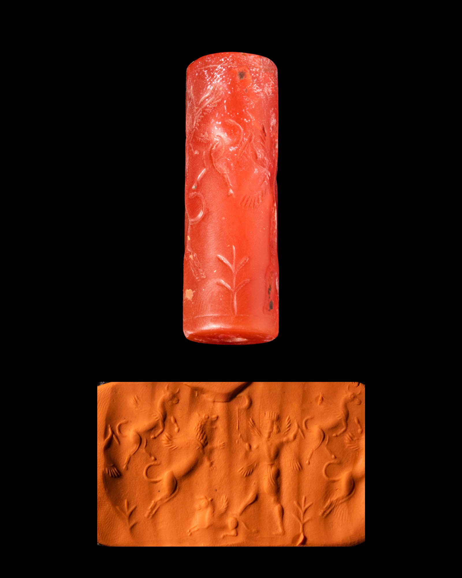WESTERN ASIATIC CARNELIAN CYLINDER SEAL- ORIGINAL LAMBERT REPORT (1 of 4)