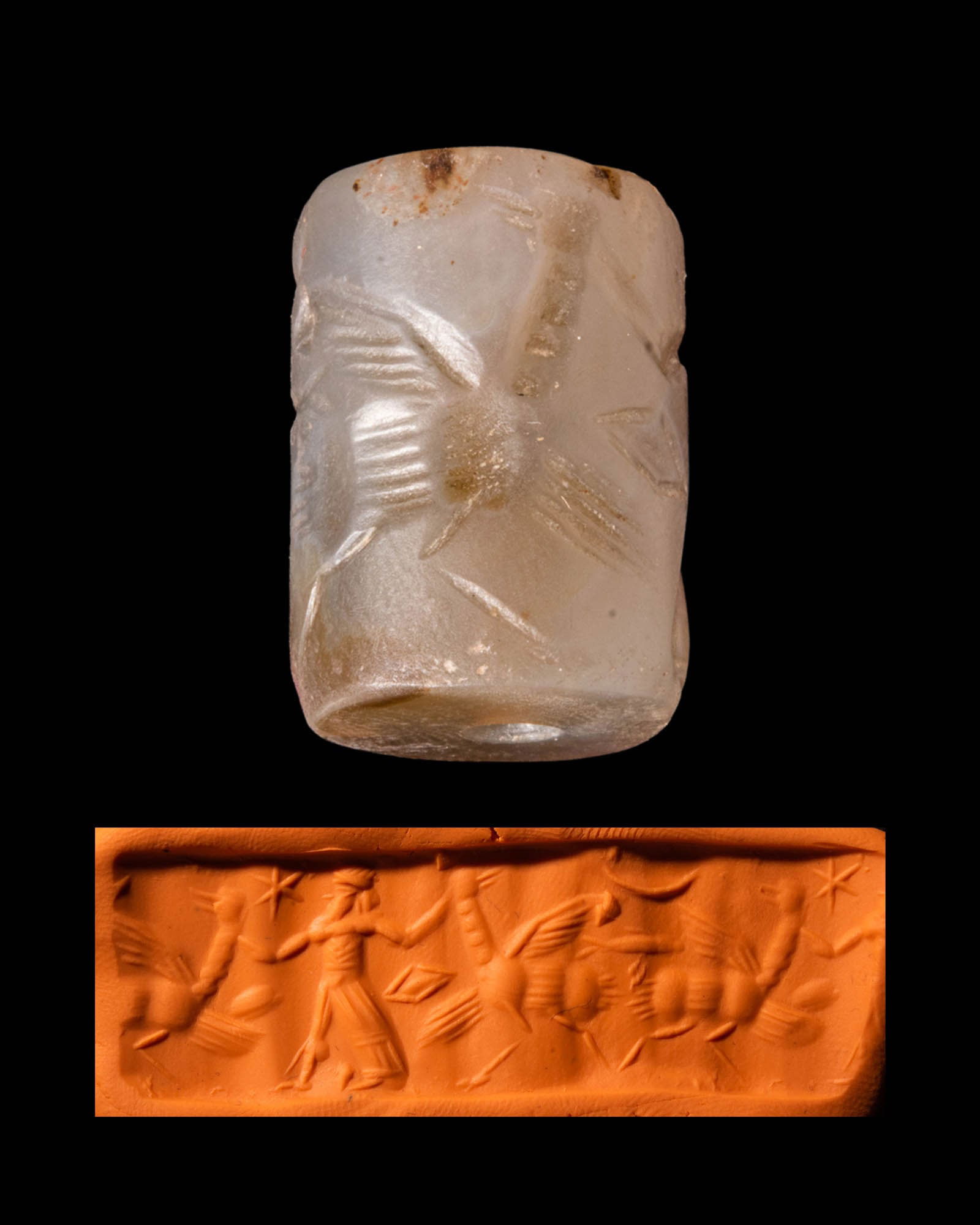 NEO ASSYRIAN CHALCEDONY CYLINDER SEAL- ORIGINAL LAMBERT REPORT (1 of 5)