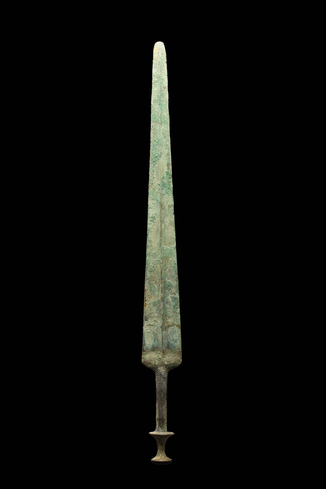 ANCIENT BRONZE SWORD WITH DOUBLE DISC POMMEL (1 of 4)