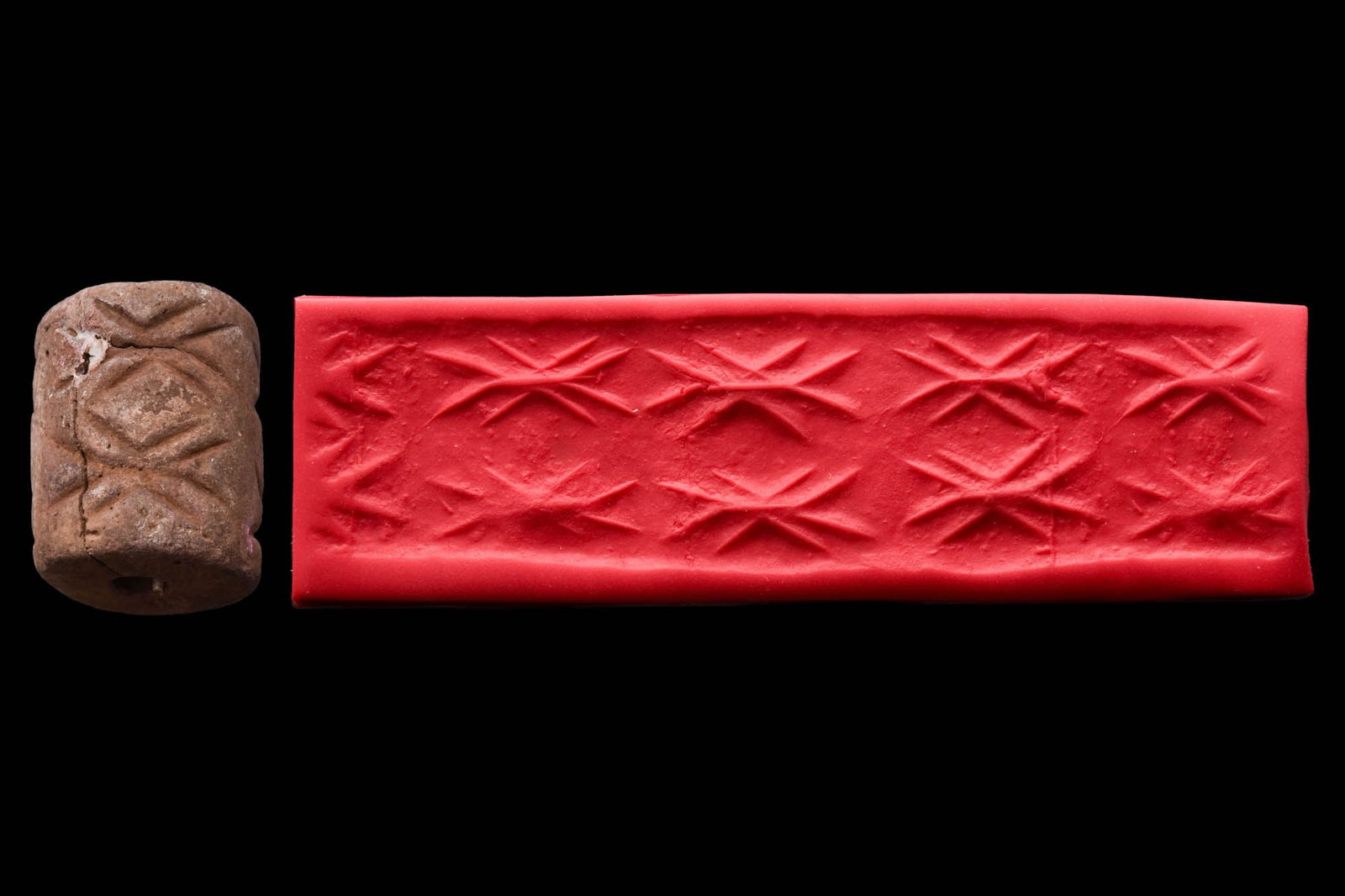 MESOPOTAMIAN BROWN STONE CYLINDER SEAL - ORIGINAL LAMBERT REPORT (1 of 4)