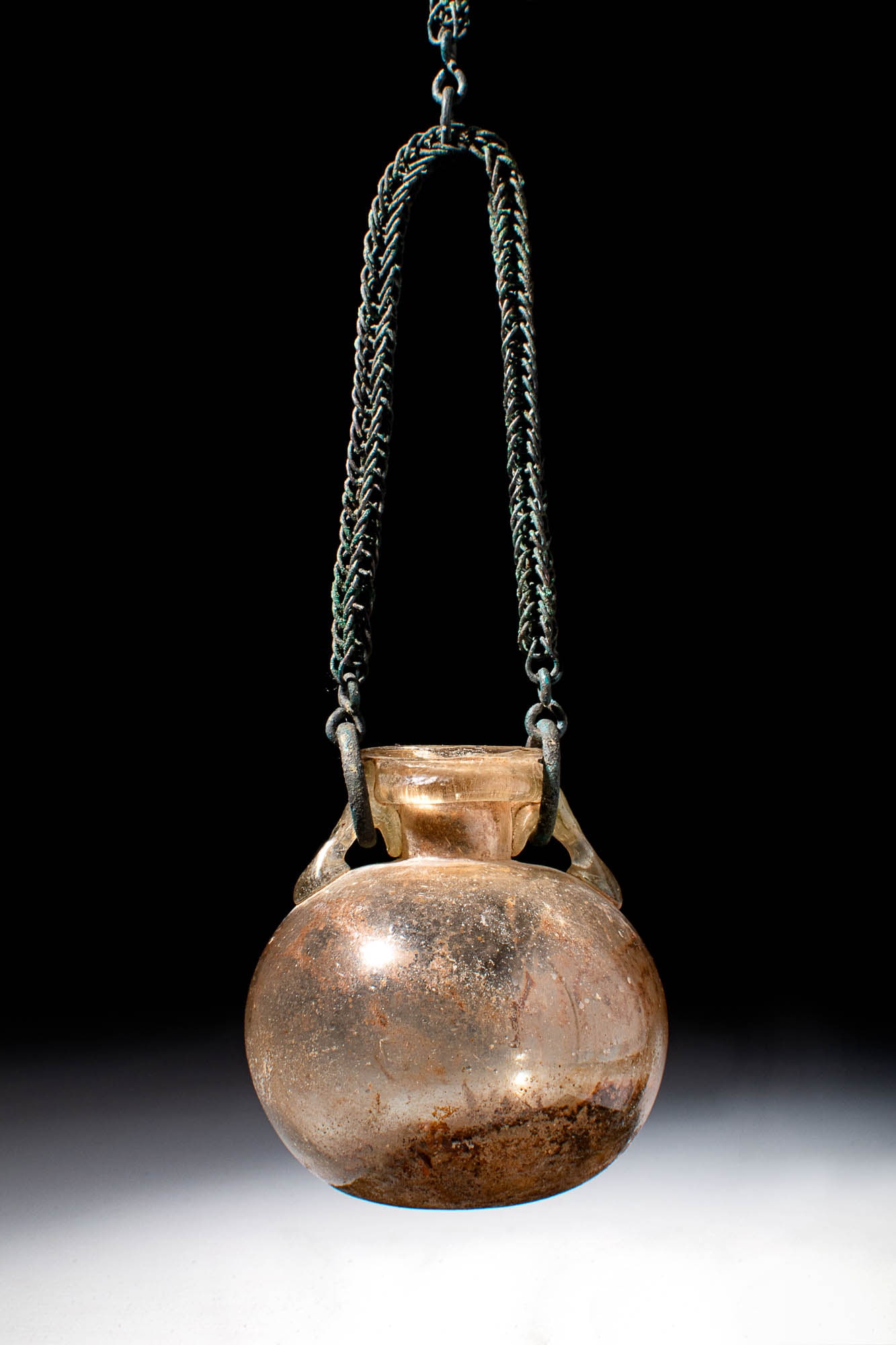 ROMAN YELLOW GLASS AMPHORISKOS WITH LID (1 of 7)