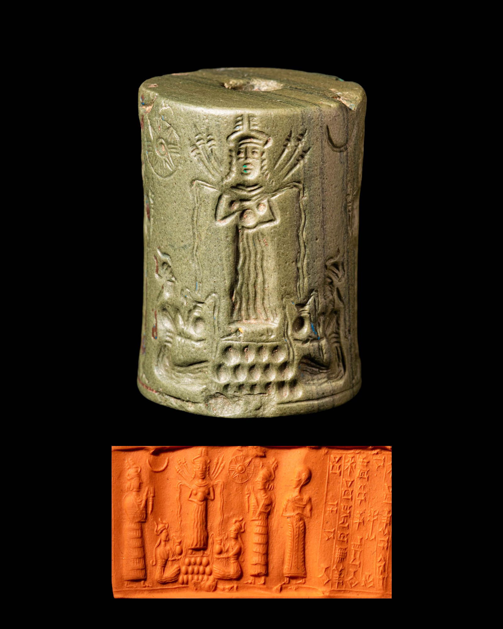 ISIN-LARSA OR OLD BABYLONIAN CYLINDER SEAL WITH A DEITY (1 of 5)