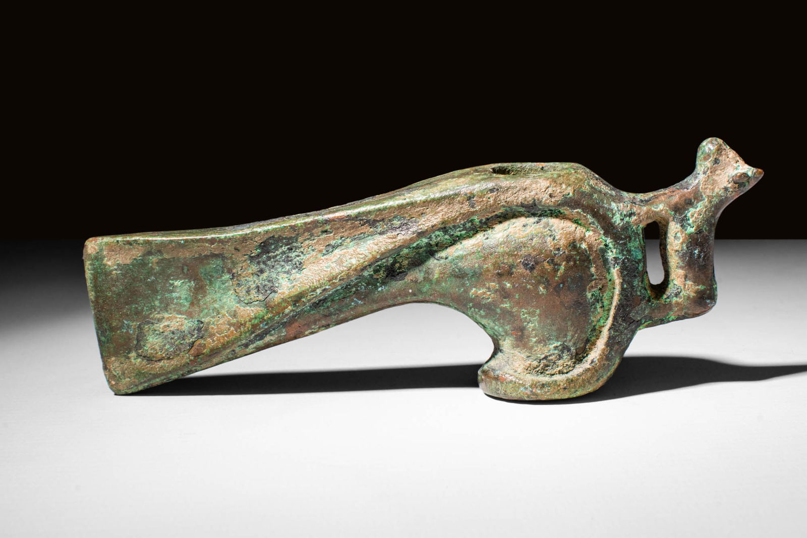 SUPERB BACTRIAN BRONZE AXE WITH AN ANIMAL (1 of 3)