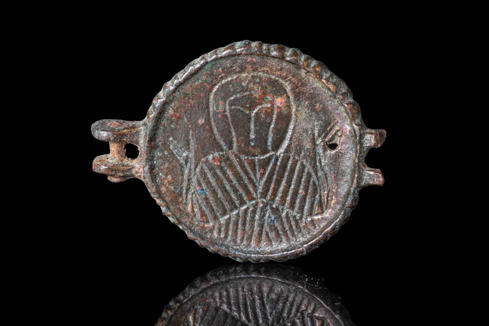 BYZANTINE BRONZE MEDALLION WITH PRAYING SAINT (1 of 3)
