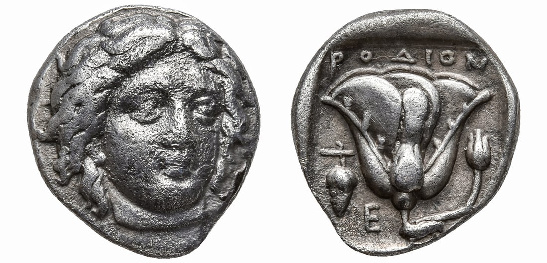 ISLANDS OF CARIA, RHODOS. RHODES. CIRCA 305-275 BC. AR DIDRACHM (1 of 1)