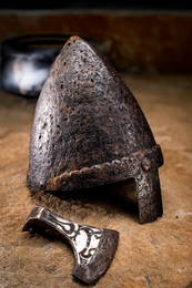 RARE VIKING AXEHEAD WITH INLAID DRAGONS
