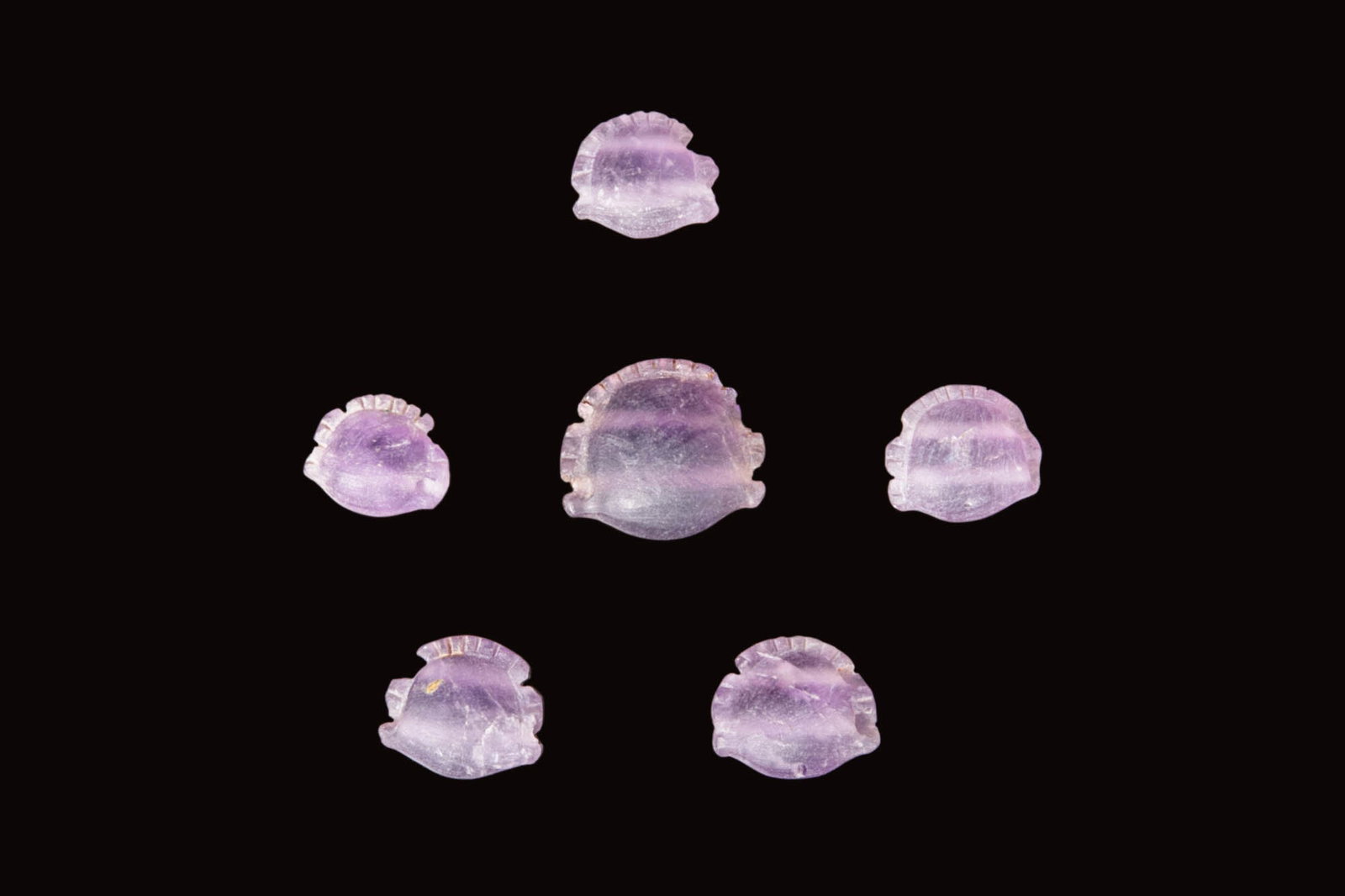 COLLECTION OF EGYPTIAN AMETHYST FISH AMULETS (1 of 2)