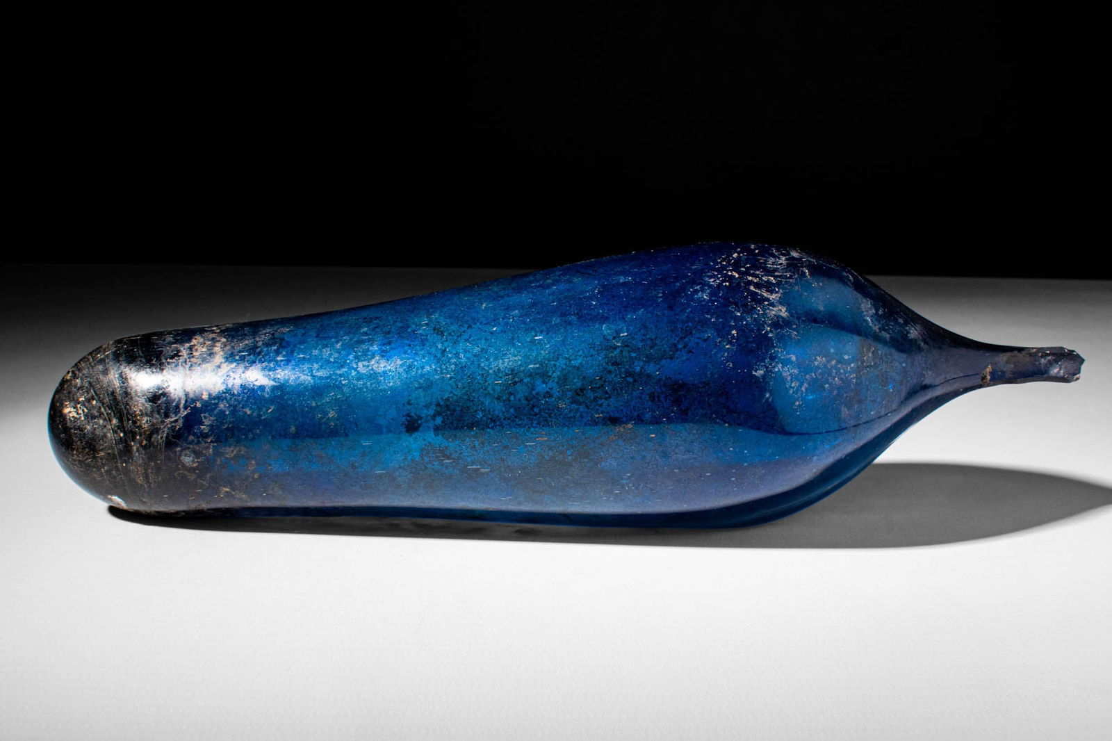 ROMAN DEEP BLUE GLASS PYRIFORM UNGUENTARIUM (1 of 5)