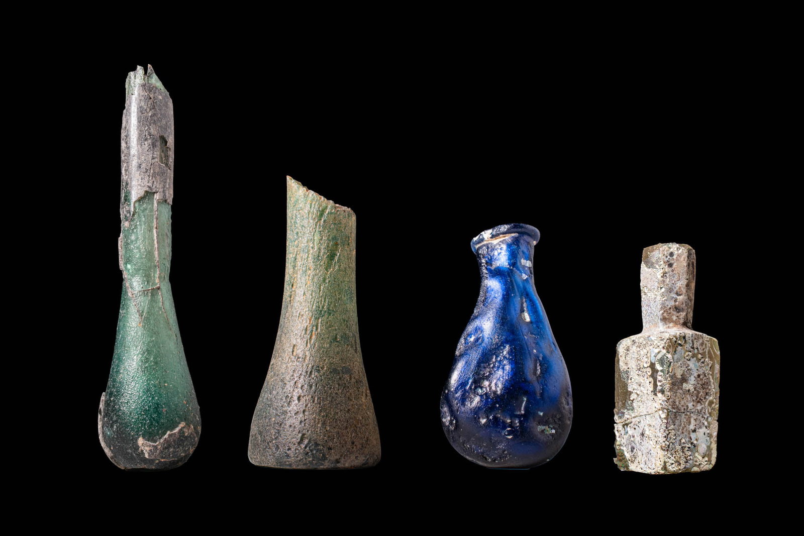 ROMAN EMERALD GREEN GLASS UNGUENTARIUM (1 of 4)