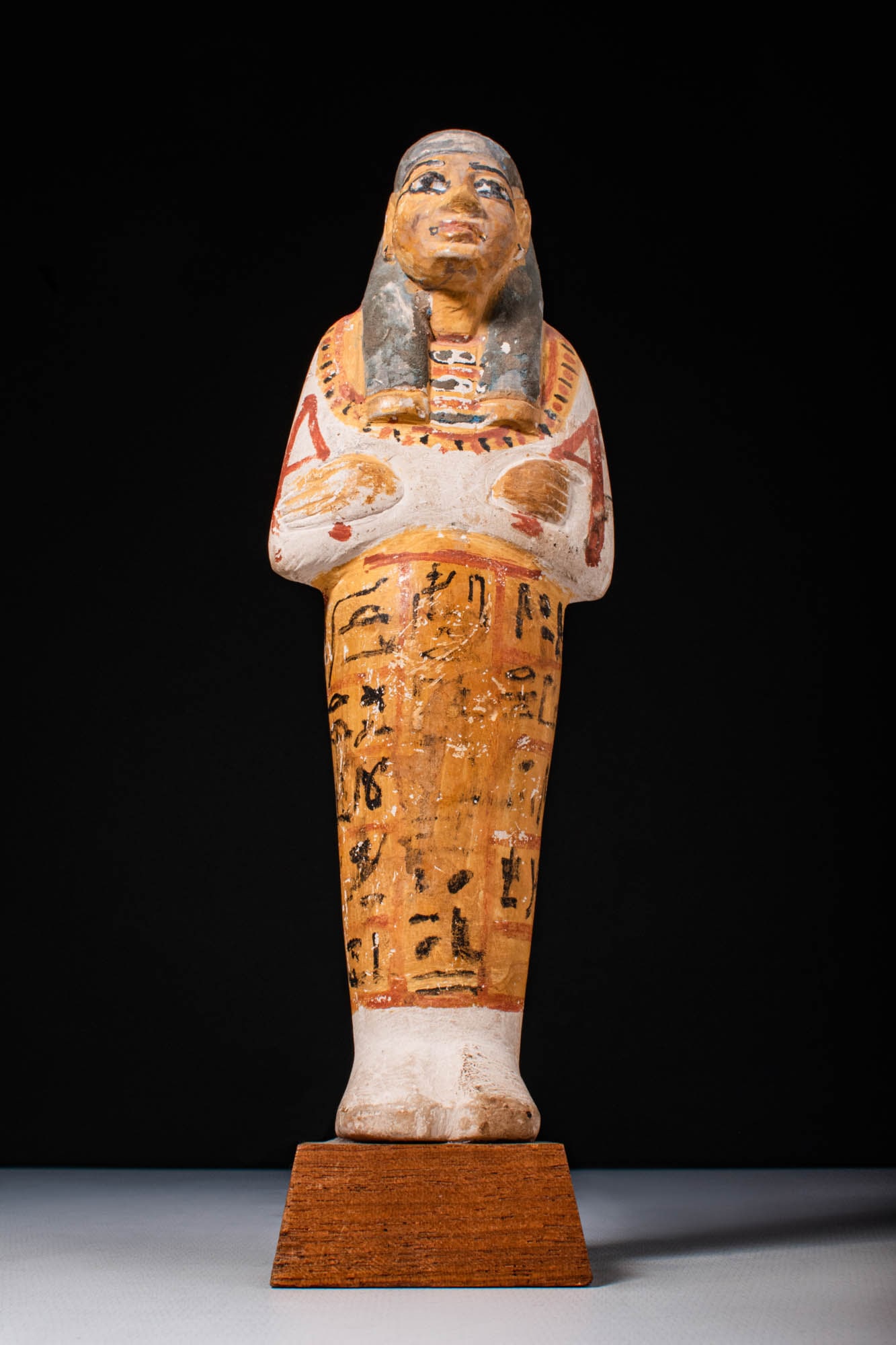 EGYPTIAN PAINTED LIMESTONE USHABTI OF SA-ASET. (1 of 7)