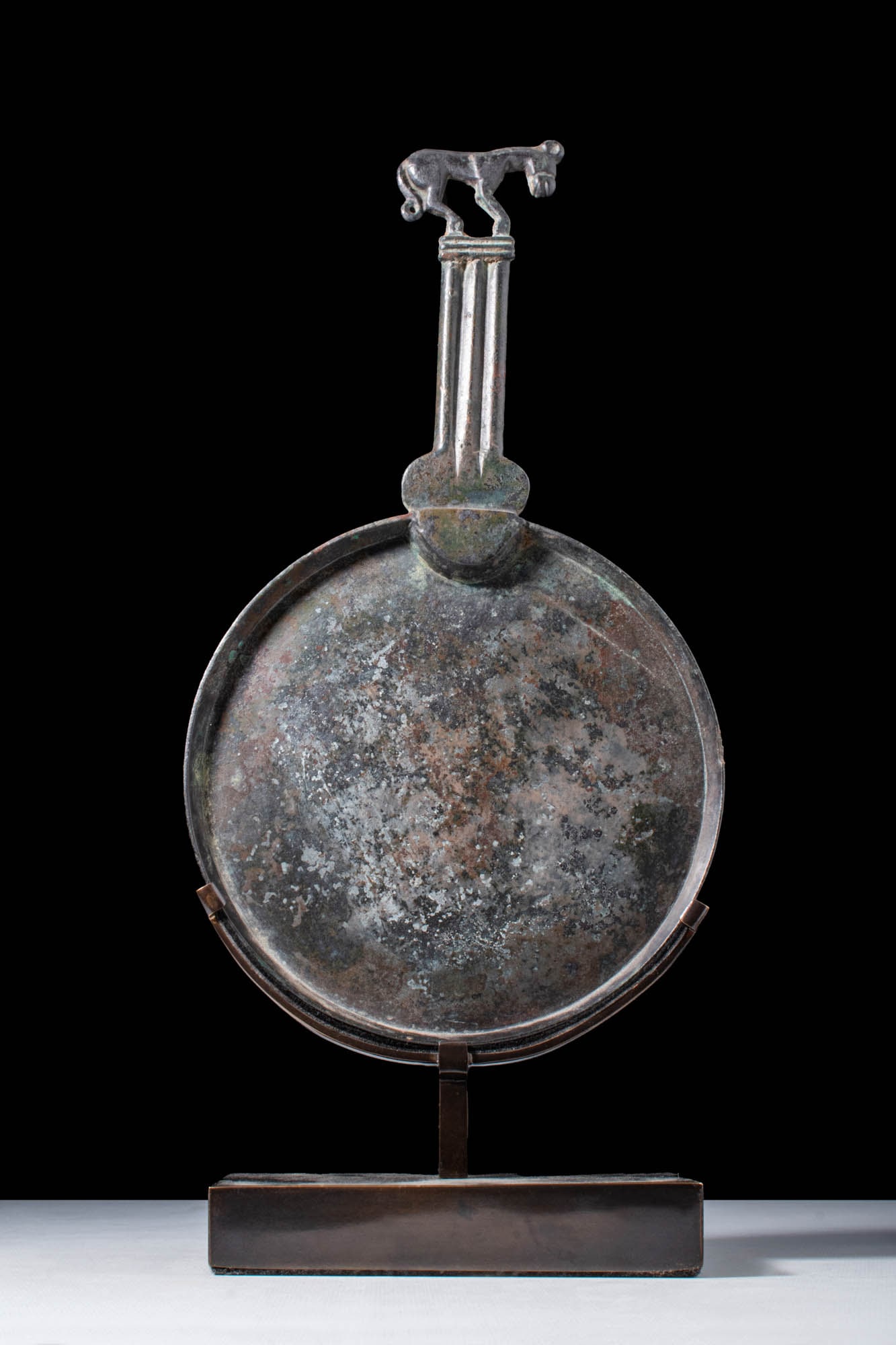 SCYTHIAN BRONZE HAND MIRROR WITH QUADRUPED (1 of 5)